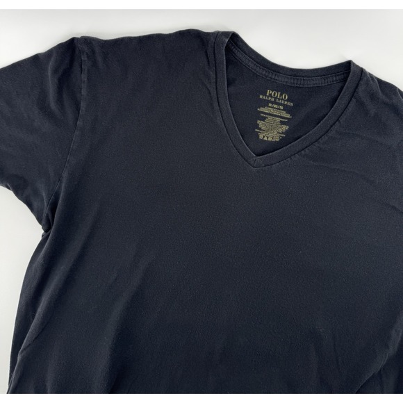 Polo Ralph Lauren Shirt Men's Short Sleeve V-Neck Black Red Pony Size XL - Picture 3 of 9